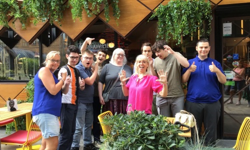 Staff outside Nanso's with the Year 11 leavers